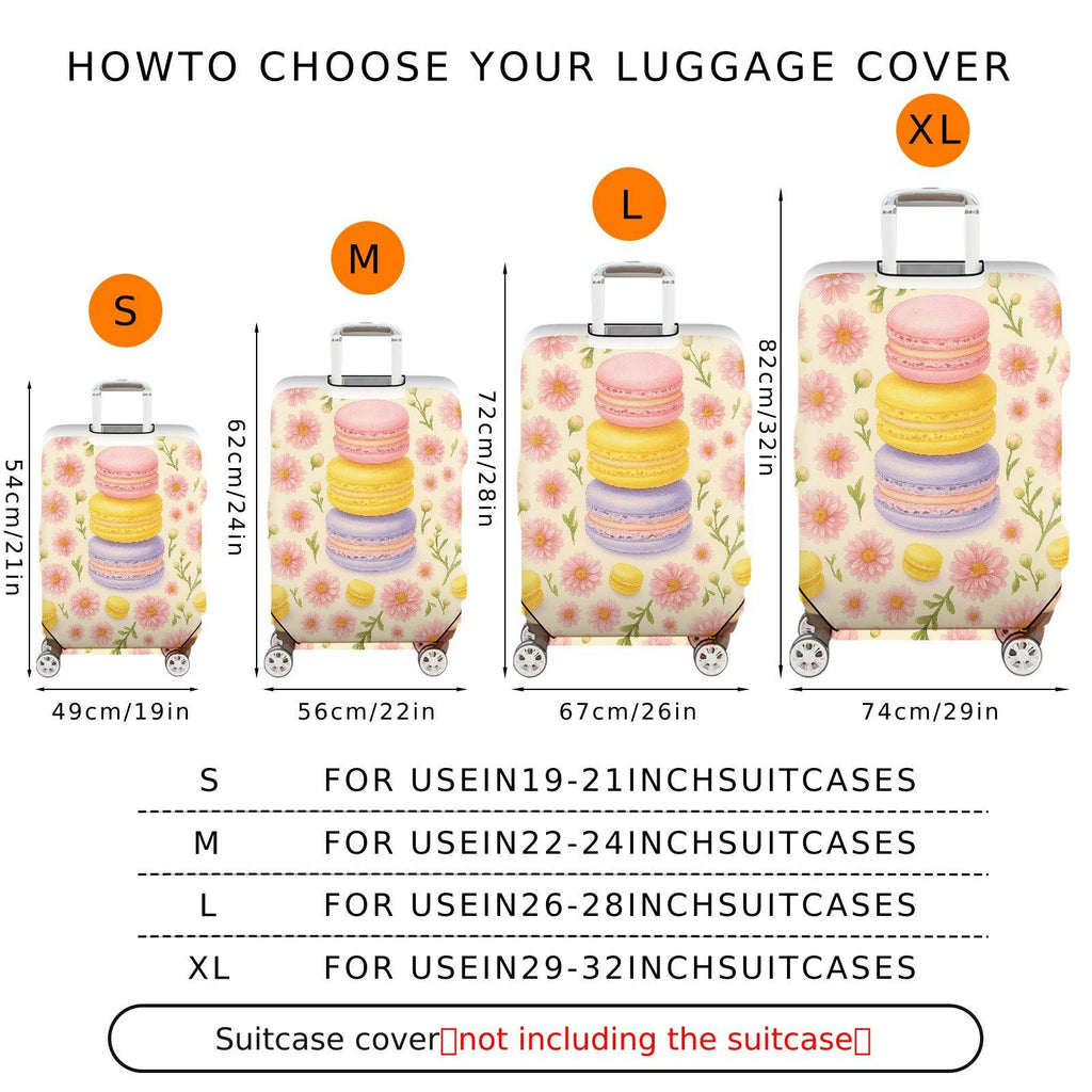 1-Piece Floral Macaron Pastel Cute Colorful Fun  Suitcase Luggage Cover, Stretch Protective Sleeve
