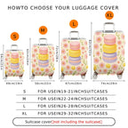 1-Piece Floral Macaron Pastel Cute Colorful Fun  Suitcase Luggage Cover, Stretch Protective Sleeve