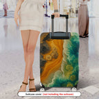 1-Piece Abstract Colorful Artistic Ocean Sand Floral Wave  Suitcase Luggage Cover, Stretch Protective Sleeve