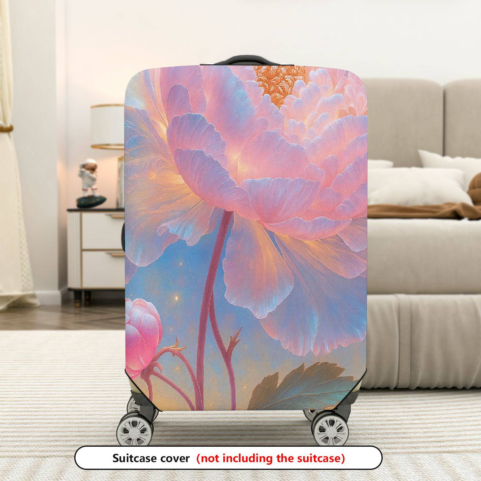 1-Piece Floral Artistic Pastel Dreamy Elegant Luggage  Suitcase Luggage Cover, Stretch Protective Sleeve