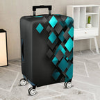 1-Piece Geometric Diamond Turquoise Black Modern Abstract  Suitcase Luggage Cover, Stretch Protective Sleeve