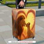 1-Piece Lion Heart Nature Artful Illustration Floral  Suitcase Luggage Cover, Stretch Protective Sleeve