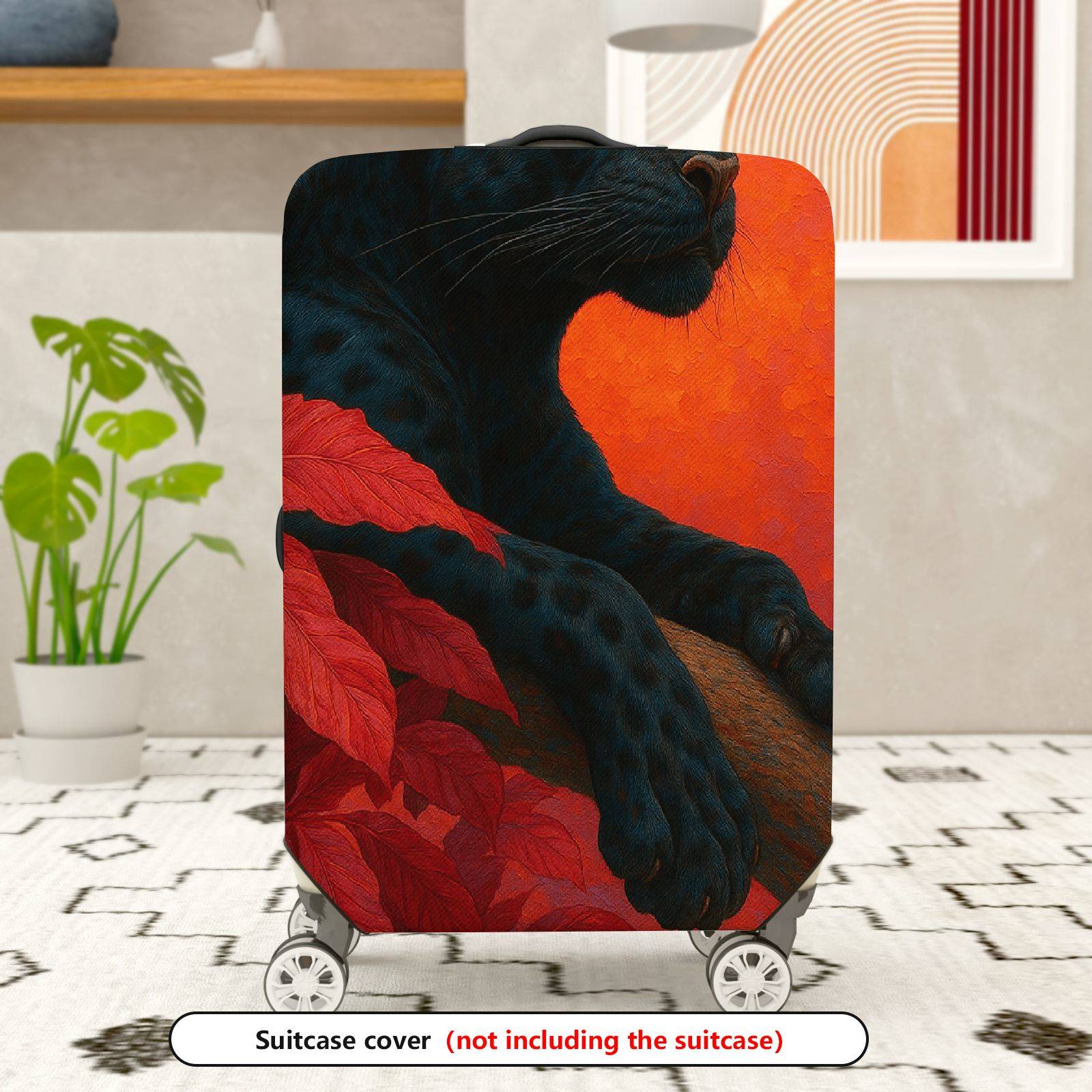 1-Piece Black Panther Jungle Wildlife Artistic Majestic  Suitcase Luggage Cover, Stretch Protective Sleeve