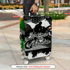 1-Piece Adventure Motorcycle Silhouette Artistic Expression Graffiti Text  Suitcase Luggage Cover, Stretch Protective Sleeve