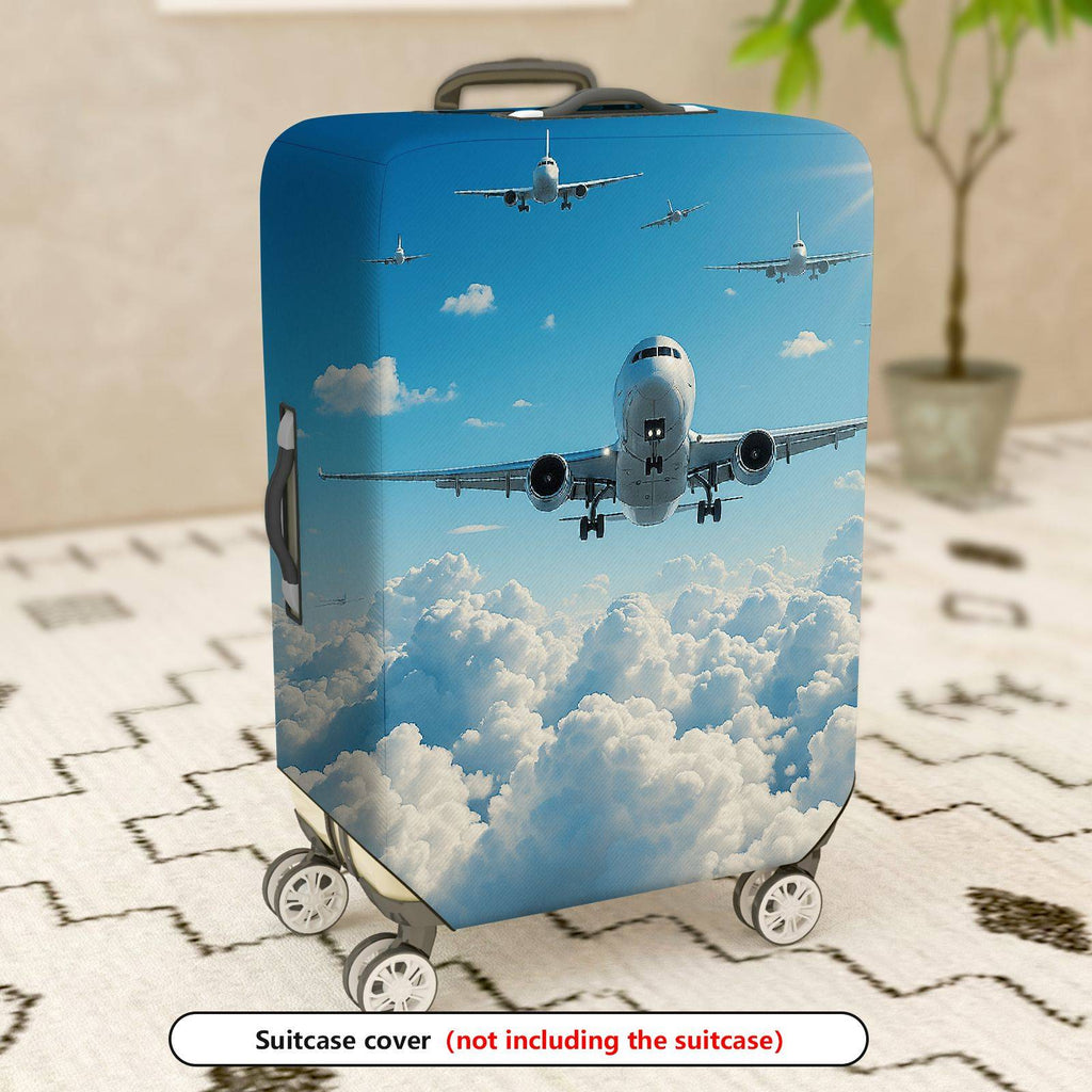 1-Piece Airplane Cloud Sky Travel Aviation  Suitcase Luggage Cover, Stretch Protective Sleeve