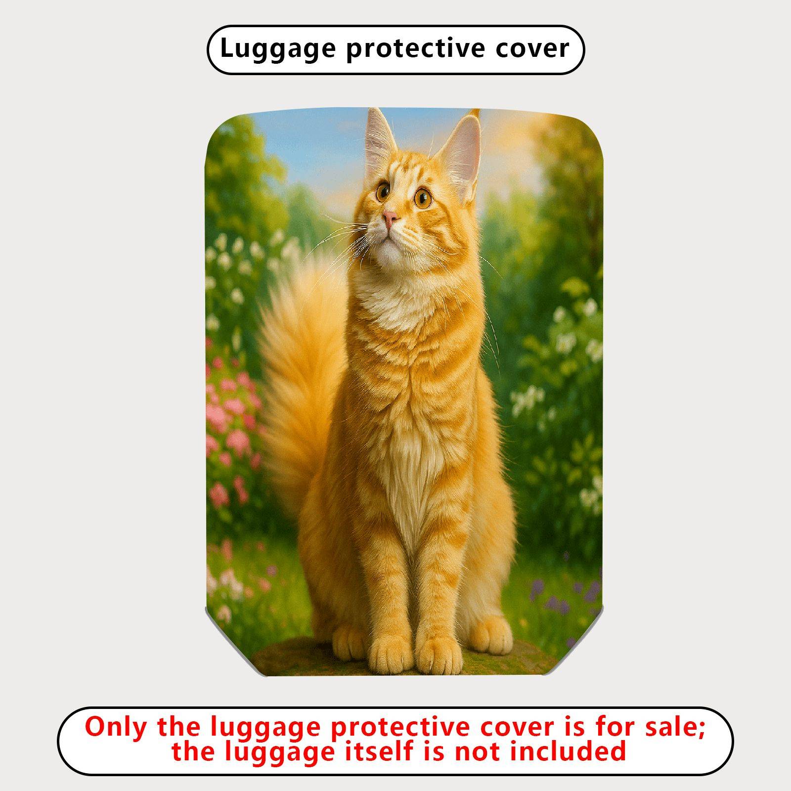 1-Piece Cat Floral Nature Vibrant Artistic Cute  Suitcase Luggage Cover, Stretch Protective Sleeve