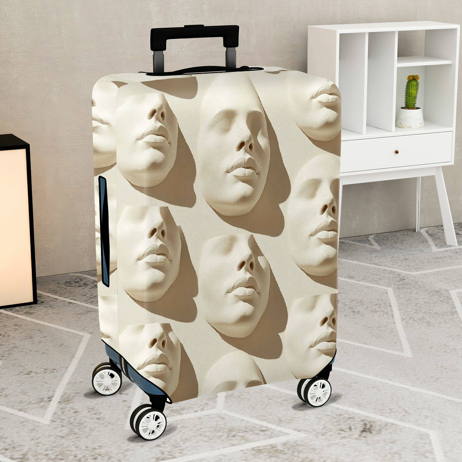 1-Piece Abstract Artistic Beige Elegant Modern Unique  Suitcase Luggage Cover, Stretch Protective Sleeve