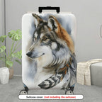 1-Piece Artistic Wolf Feather Pattern  Suitcase Luggage Cover, Stretch Protective Sleeve