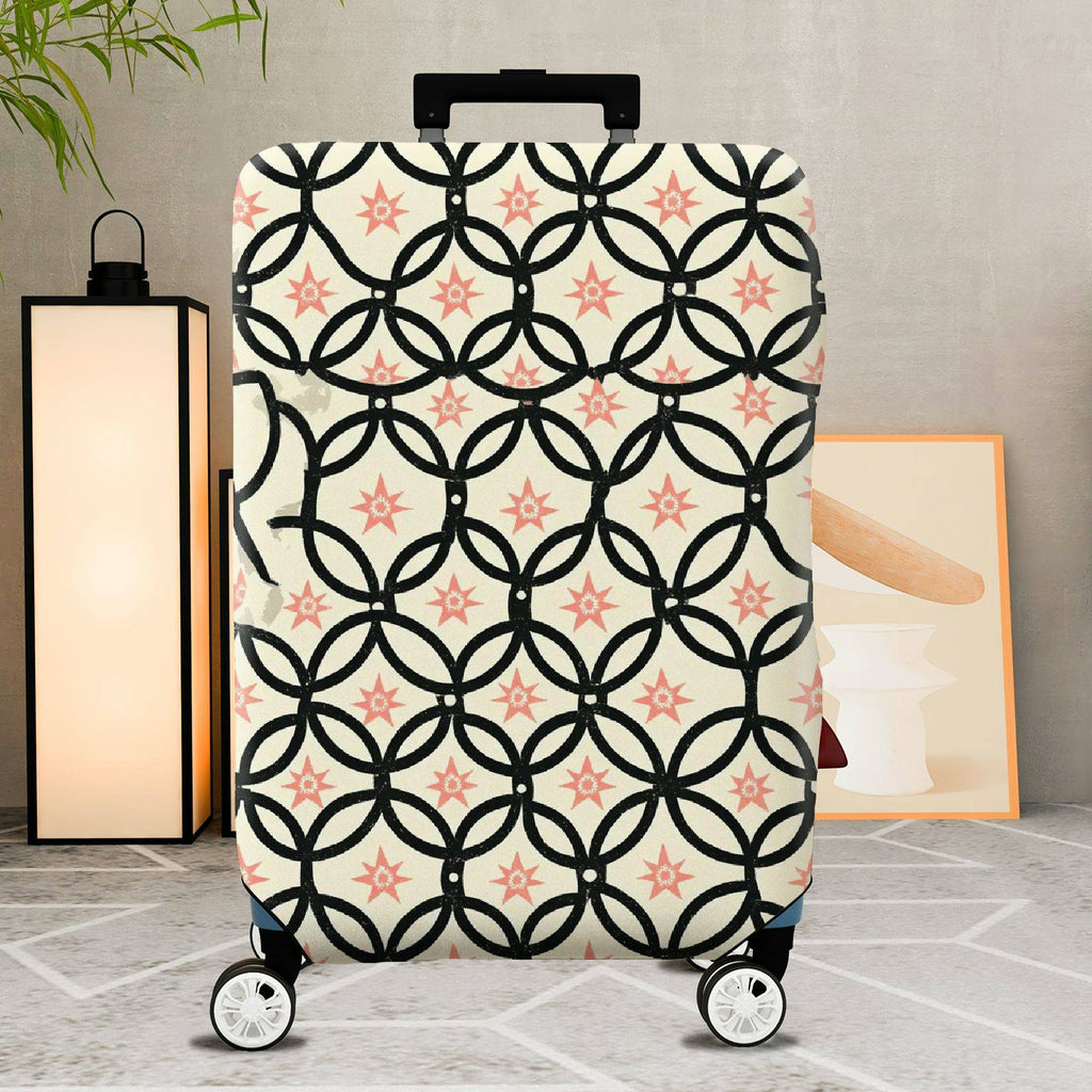 1-Piece Geometric Star Black Pink Cream Pattern  Suitcase Luggage Cover, Stretch Protective Sleeve
