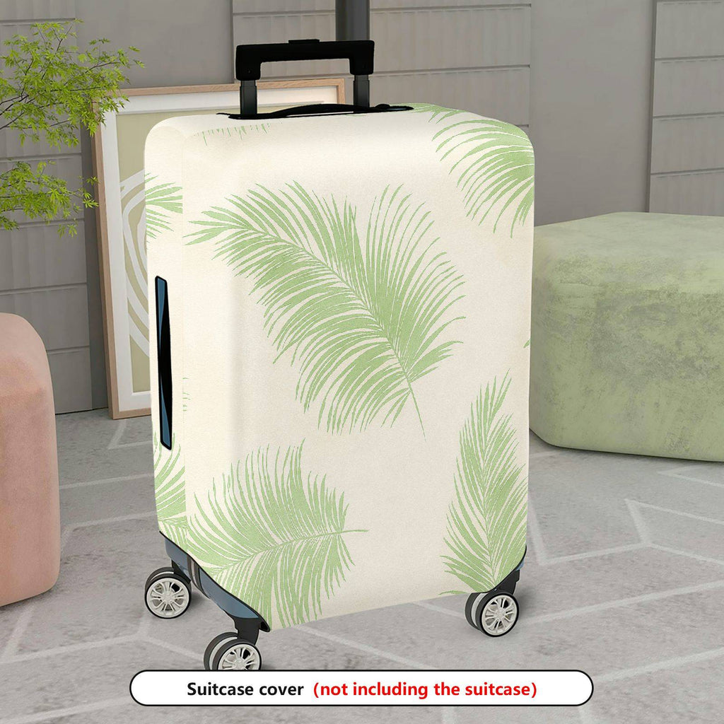 1-Piece Green Leaf Pattern Tropical Nature Travel Holiday  Suitcase Luggage Cover, Stretch Protective Sleeve
