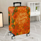 1-Piece Merry Christmas Poinsettia Orange Holiday Winter  Suitcase Luggage Cover, Stretch Protective Sleeve