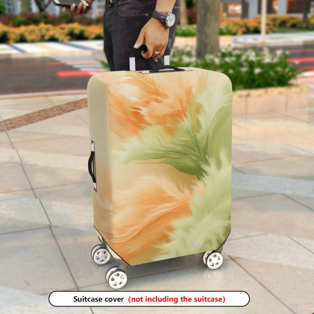 1-Piece Abstract Feather Pattern Pastel Art Style Vibrant  Suitcase Luggage Cover, Stretch Protective Sleeve