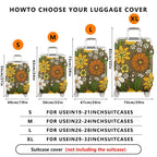1-Piece Floral Pattern Retro Vintage Colorful Artistic Luggage  Suitcase Luggage Cover, Stretch Protective Sleeve