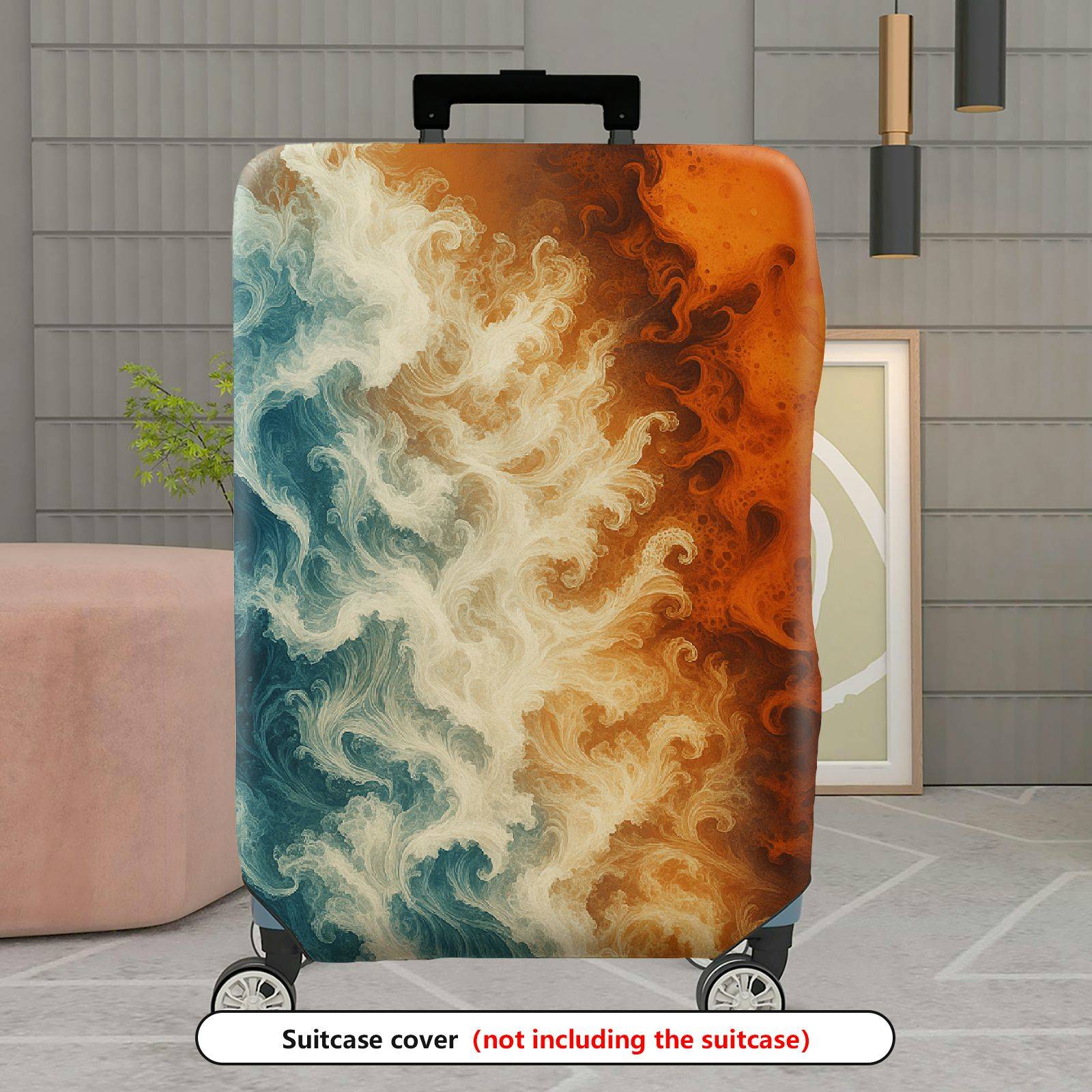 1-Piece Abstract Ocean Fire Energy Flow Art  Suitcase Luggage Cover, Stretch Protective Sleeve