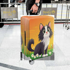 1-Piece Cute Cat Daisy Floral Orange Artistic Graphic  Suitcase Luggage Cover, Stretch Protective Sleeve