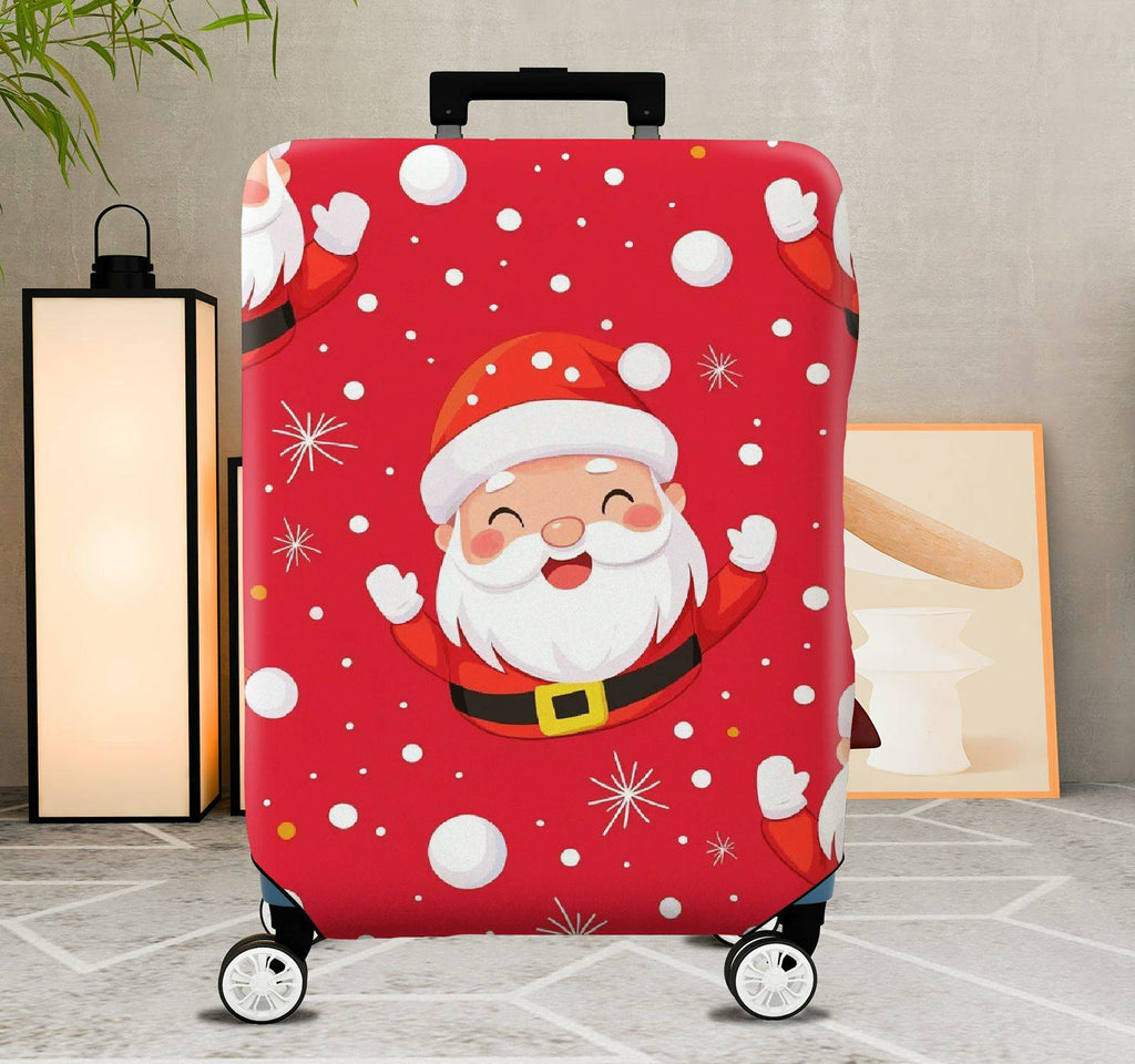 1-Piece Santa Claus Red Snowflakes Holiday Festive Cheer  Suitcase Luggage Cover, Stretch Protective Sleeve