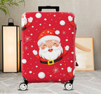 1-Piece Santa Claus Red Snowflakes Holiday Festive Cheer  Suitcase Luggage Cover, Stretch Protective Sleeve