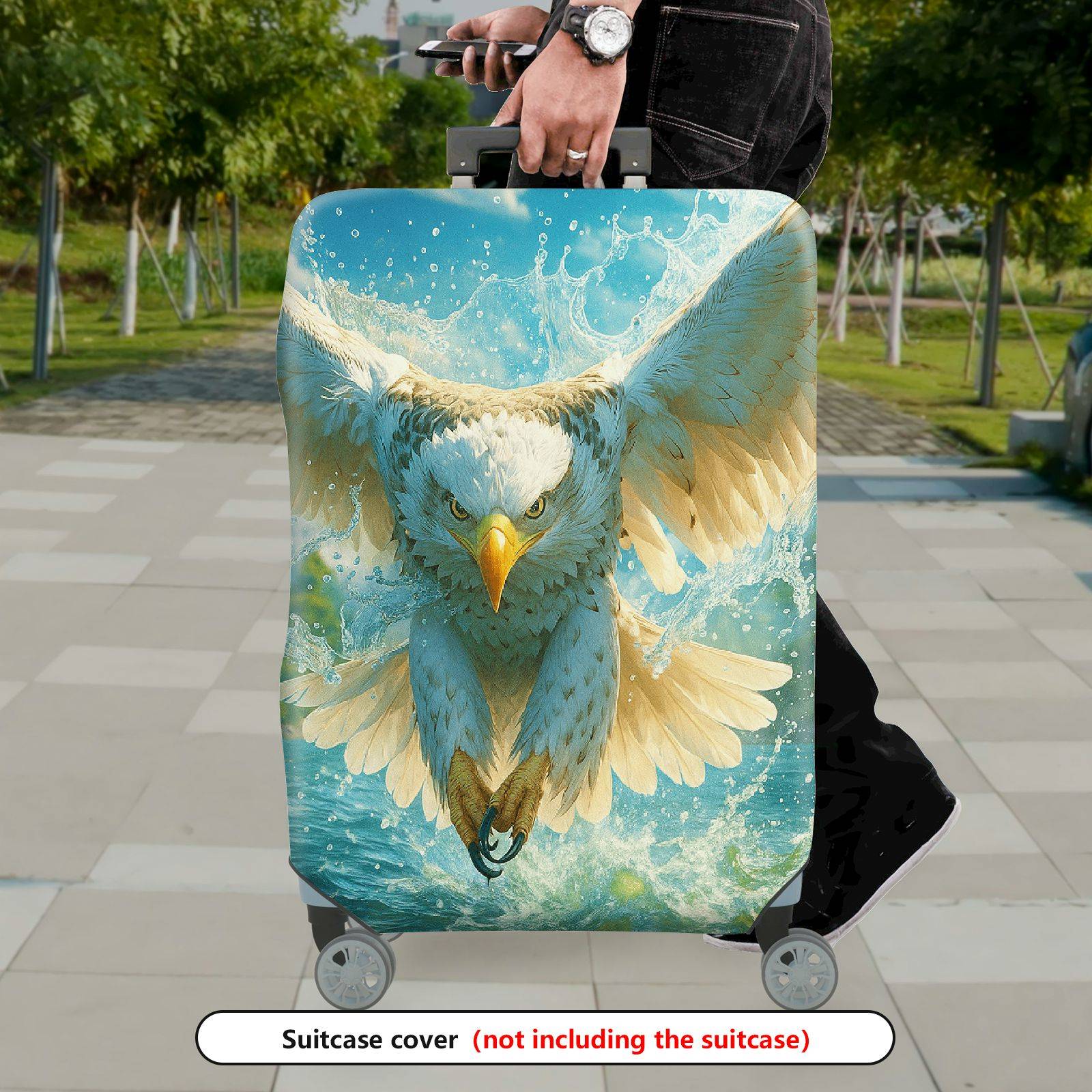 1-Piece Eagle Nature Water Flight Artistic Majestic  Suitcase Luggage Cover, Stretch Protective Sleeve