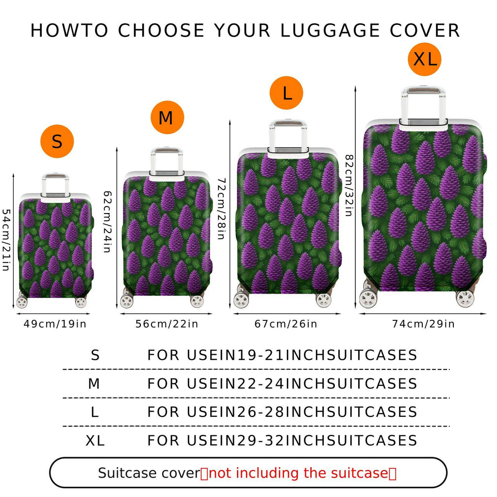 1-Piece Purple Pine Cone Evergreen Holiday Festive Seasonal  Suitcase Luggage Cover, Stretch Protective Sleeve
