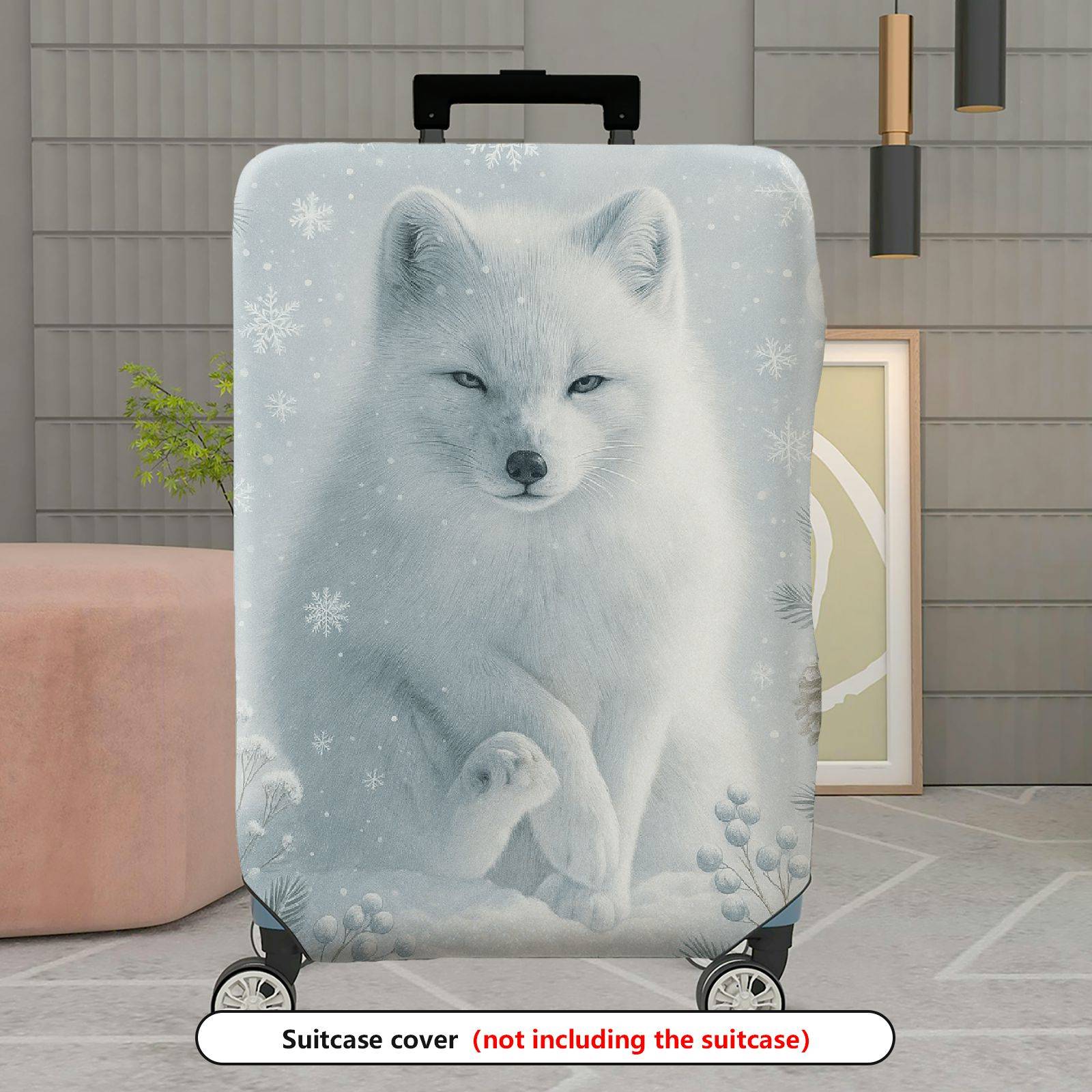 1-Piece Arctic Fox Snow Winter Nature Pine  Suitcase Luggage Cover, Stretch Protective Sleeve