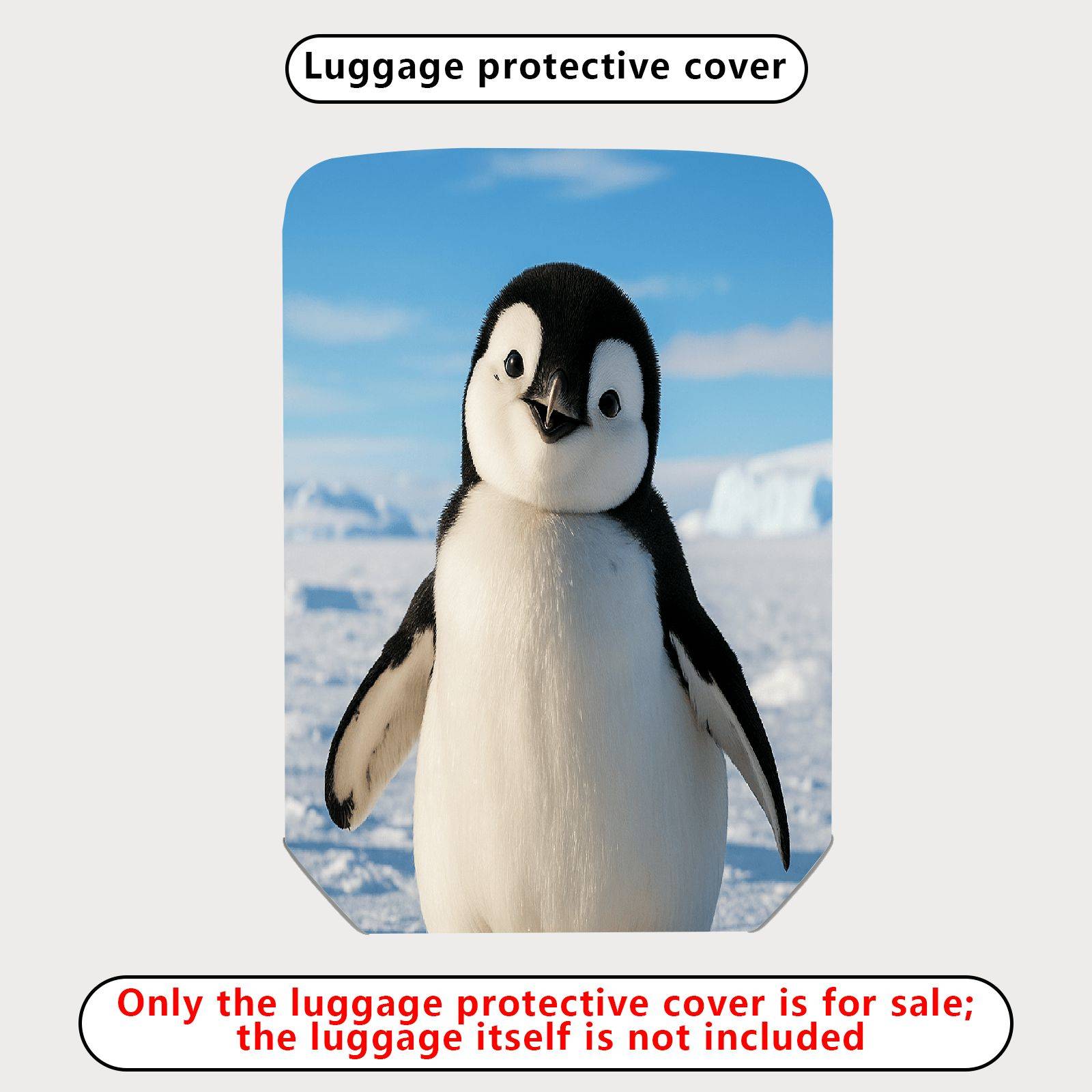 1-Piece Cute Penguin Arctic Winter Blue Sky Snow  Suitcase Luggage Cover, Stretch Protective Sleeve