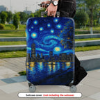 1-Piece Starry Night City Skyline Abstract Artistic Landscape  Suitcase Luggage Cover, Stretch Protective Sleeve