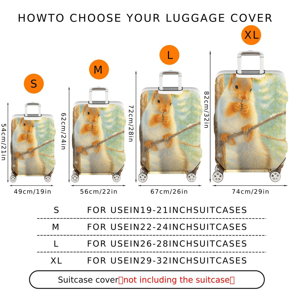 1-Piece Forest Squirrel Winter Scene Cute Animal Nature  Suitcase Luggage Cover, Stretch Protective Sleeve