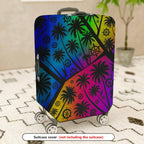 1-Piece Rainbow Palm Tree Nautical Vivid Beach Holiday  Suitcase Luggage Cover, Stretch Protective Sleeve
