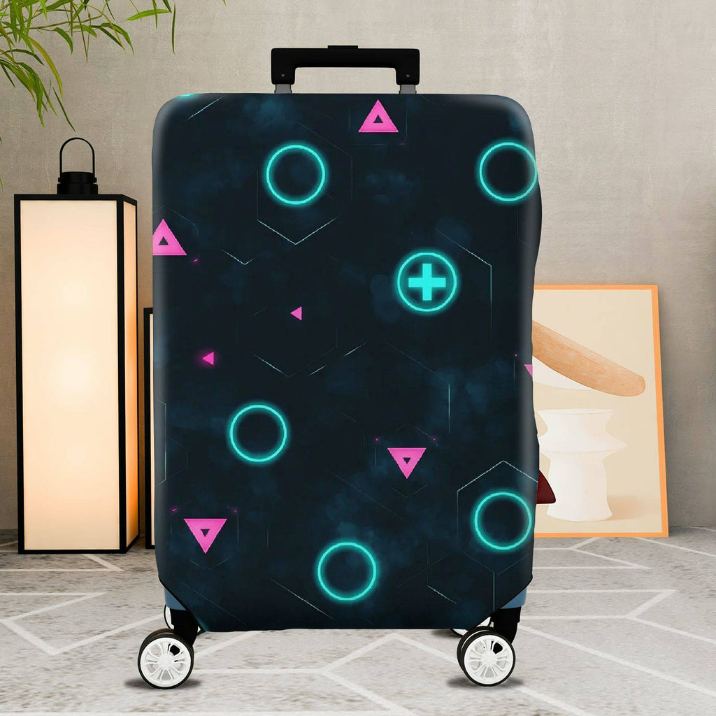 1-Piece Geometric  Techno Futuristic Abstract Pattern  Suitcase Luggage Cover, Stretch Protective Sleeve