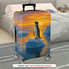 1-Piece Penguin Arctic Sunset Ice Ocean Landscape  Suitcase Luggage Cover, Stretch Protective Sleeve