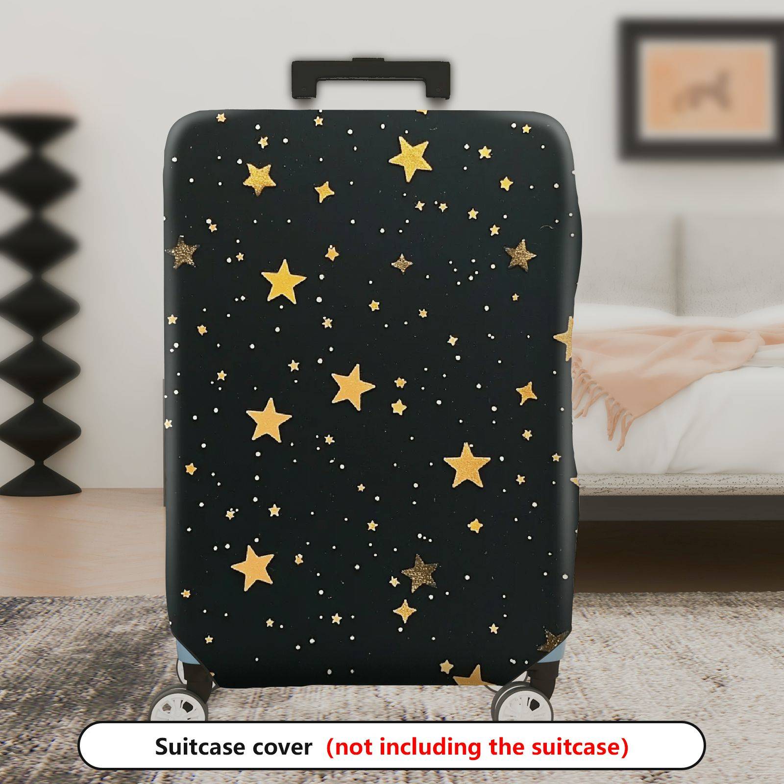1-Piece Starry Night Golden Stars Constellation Celestial Cosmic  Suitcase Luggage Cover, Stretch Protective Sleeve
