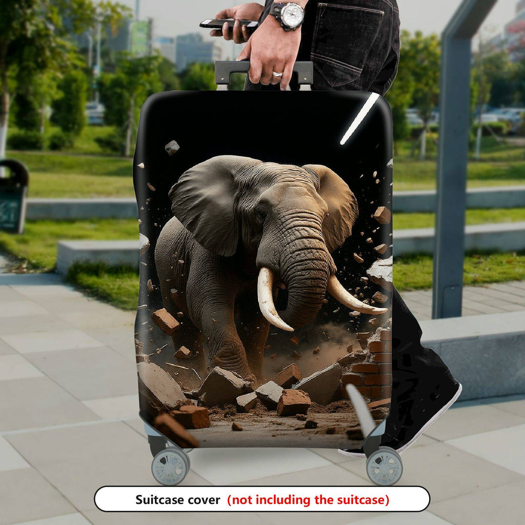 1-Piece Elephant Brick Wall Illustration Bold Impact Artistic Creative Elephant theme, Holiday  Suitcase Luggage Cover, Stretch Protective Sleeve