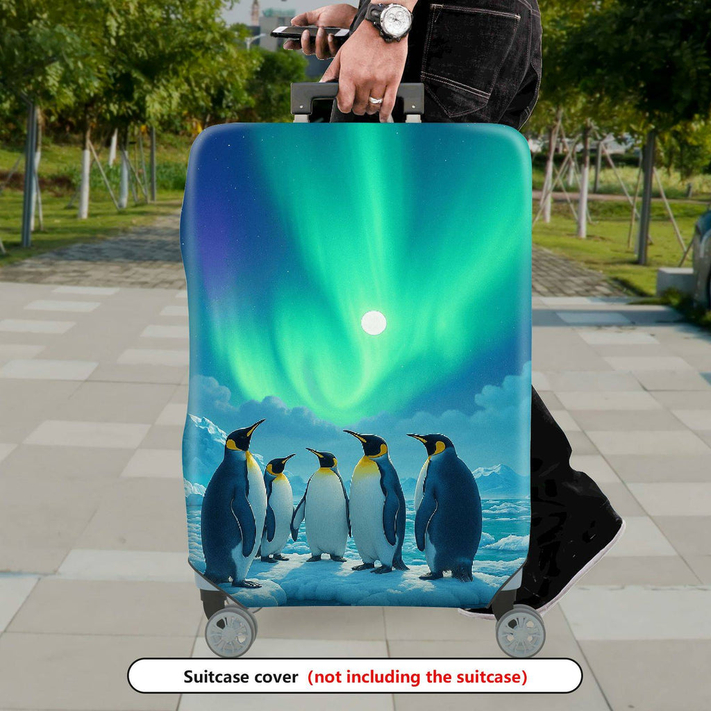 1-Piece Aurora Penguin Ice Landscape Glacier Winter  Suitcase Luggage Cover, Stretch Protective Sleeve