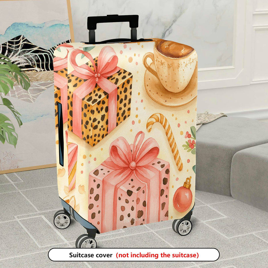 1-Piece Gift Coffee Leopard Candy Ornament Holiday  Suitcase Luggage Cover, Stretch Protective Sleeve