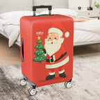 1-Piece Santa Claus Christmas Tree Red Holiday Festive  Suitcase Luggage Cover, Stretch Protective Sleeve
