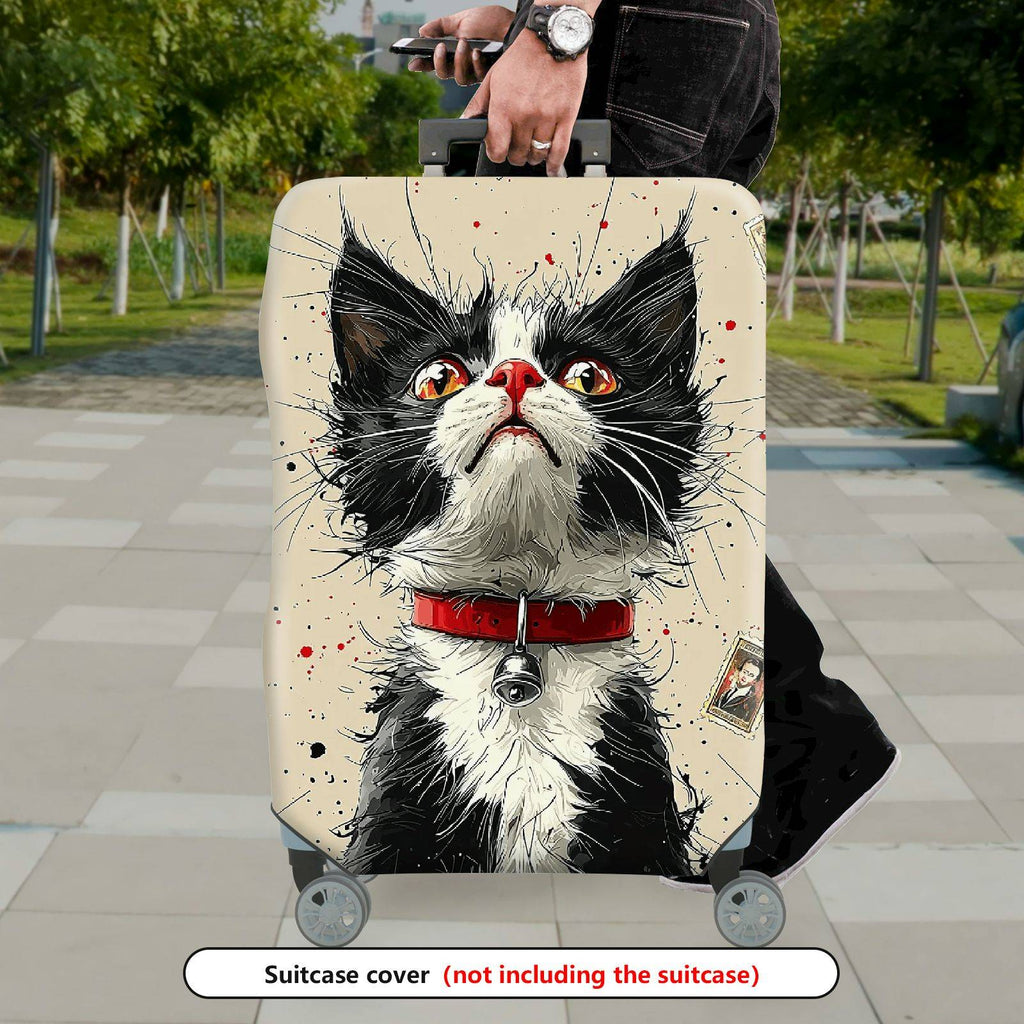 1-Piece Cat Animal Graphic Artistic Creative Black  Suitcase Luggage Cover, Stretch Protective Sleeve