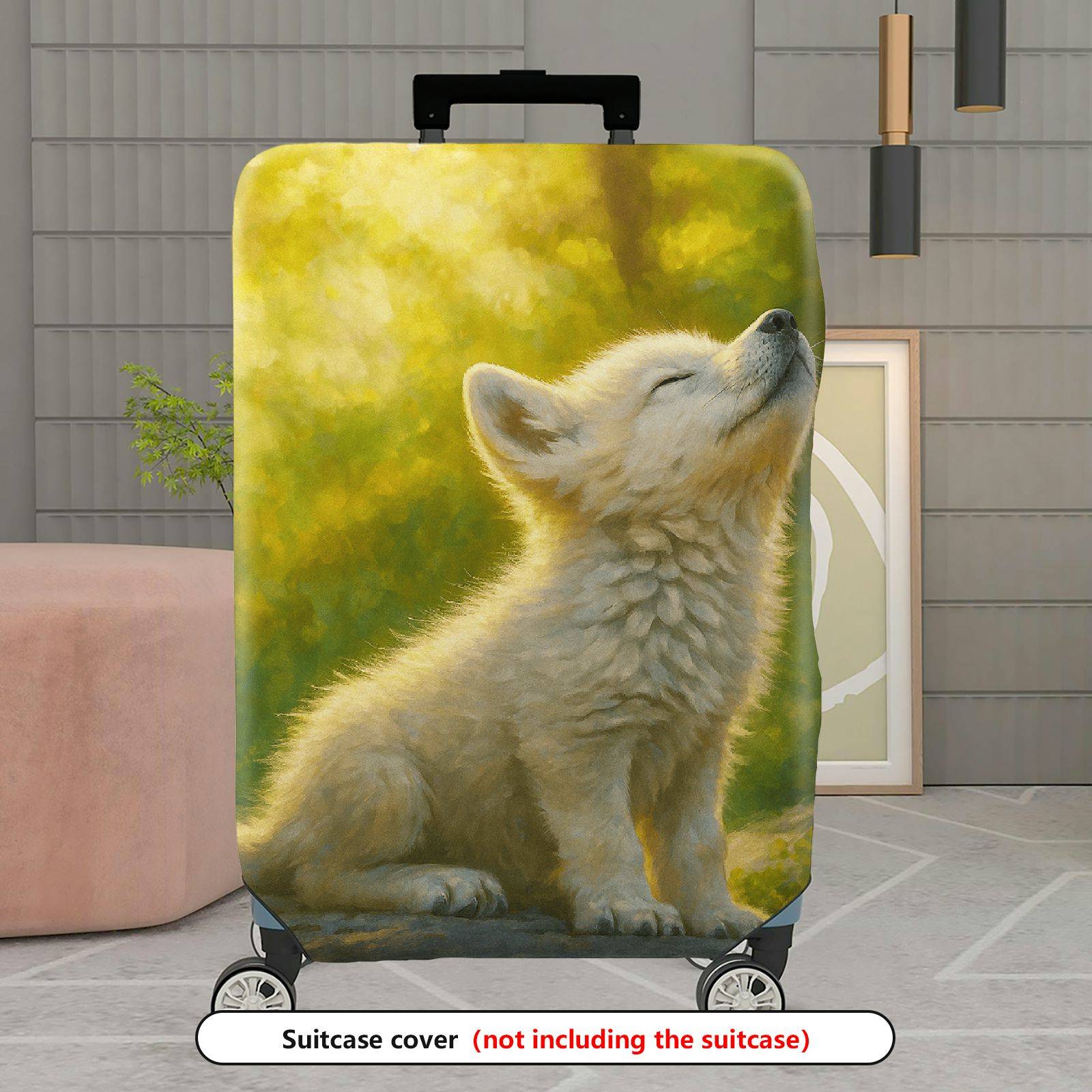1-Piece Cute Animal Scenic Nature Yellow Happy  Suitcase Luggage Cover, Stretch Protective Sleeve