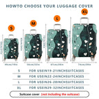 1-Piece Abstract Heart Leaf Artistic Pastel Green Decorative  Suitcase Luggage Cover, Stretch Protective Sleeve