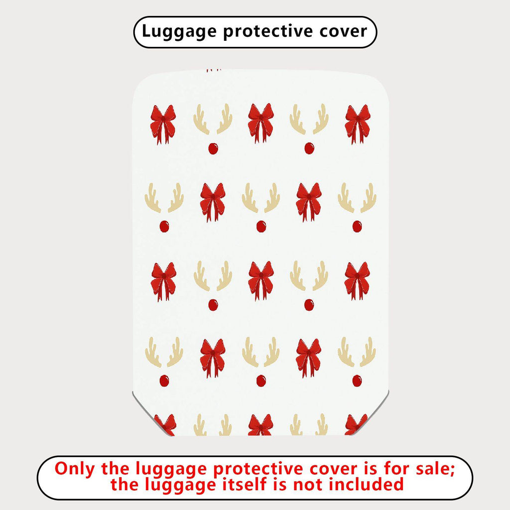 1-Piece Holiday Reindeer Bow Festive Cheerful Joyful  Suitcase Luggage Cover, Stretch Protective Sleeve