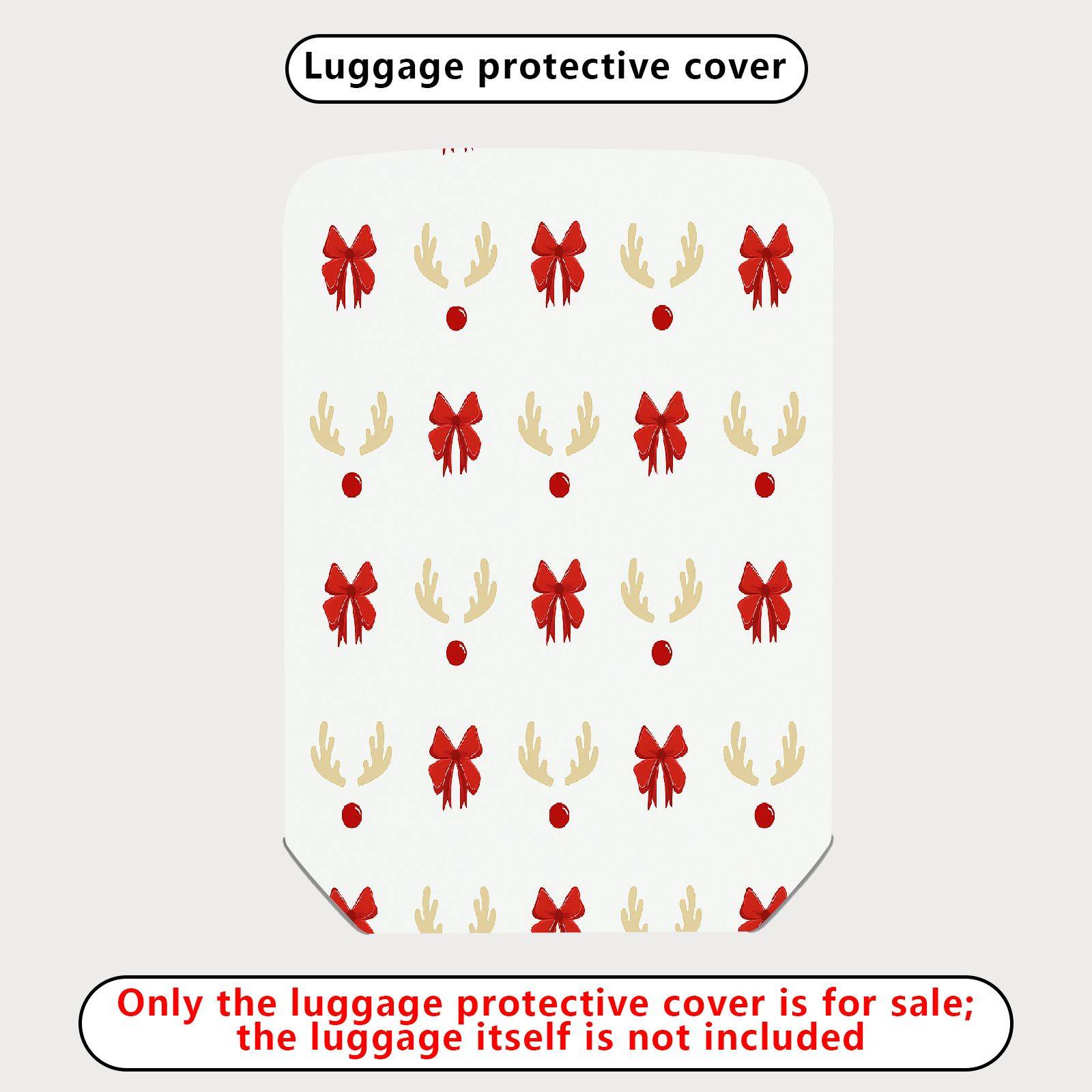 1-Piece Holiday Reindeer Bow Festive Cheerful Joyful  Suitcase Luggage Cover, Stretch Protective Sleeve