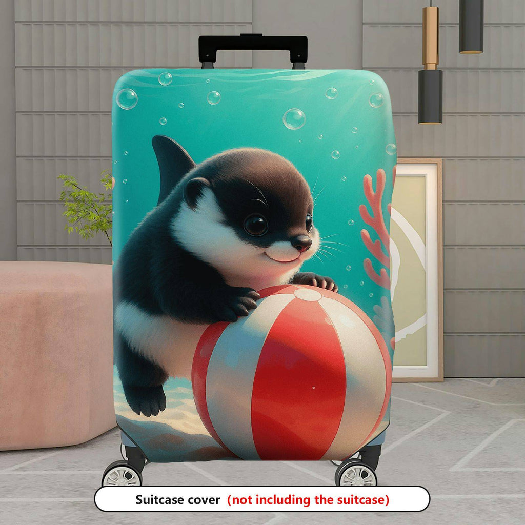 1-Piece Cute Penguin Coral Sea Bubble Beach Ball  Suitcase Luggage Cover, Stretch Protective Sleeve