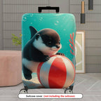 1-Piece Cute Penguin Coral Sea Bubble Beach Ball  Suitcase Luggage Cover, Stretch Protective Sleeve