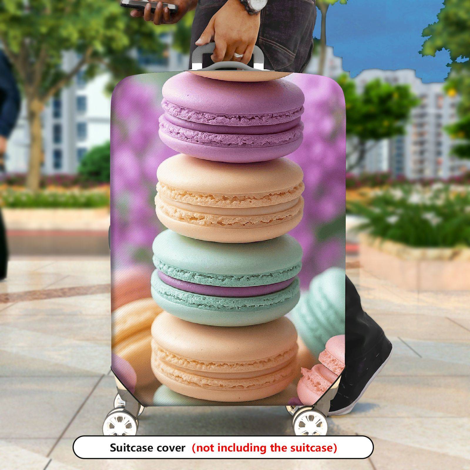 1-Piece Colorful Macaron Floral Pastel Art  Suitcase Luggage Cover, Stretch Protective Sleeve