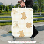 1-Piece Cute Bear Plaid Beige Soft Travel Holiday  Suitcase Luggage Cover, Stretch Protective Sleeve