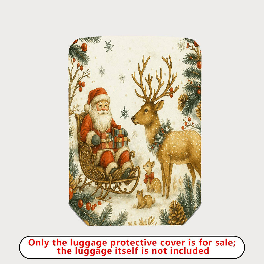 1-Piece Santa Reindeer Snowflakes Christmas Holiday Festive  Suitcase Luggage Cover, Stretch Protective Sleeve