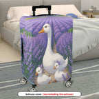1-Piece Goose Lavender Family Purple Scenic Artistic  Suitcase Luggage Cover, Stretch Protective Sleeve