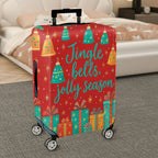 1-Piece Christmas Holiday Festive Bells Gifts  Suitcase Luggage Cover, Stretch Protective Sleeve