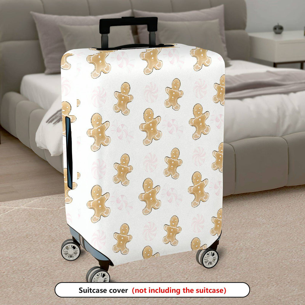 1-Piece Gingerbread Candy Christmas Holiday Festive  Suitcase Luggage Cover, Stretch Protective Sleeve