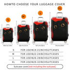 1-Piece Black Cat Red Colorful Artistic Unique Cute  Suitcase Luggage Cover, Stretch Protective Sleeve