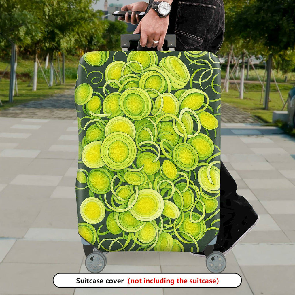 1-Piece Abstract Green Yellow Swirl Circular Artistic Vibrant  Suitcase Luggage Cover, Stretch Protective Sleeve